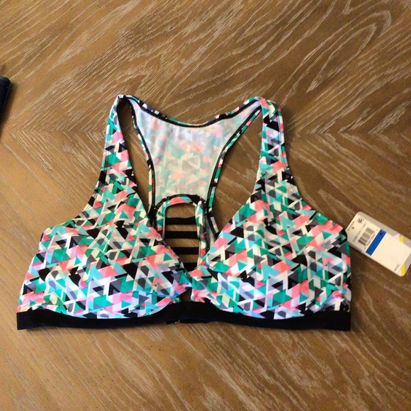 Go Gossip Prismatic Print Racerback Twist Front Bikini Swim Top Size XL - Picture 5 of 8